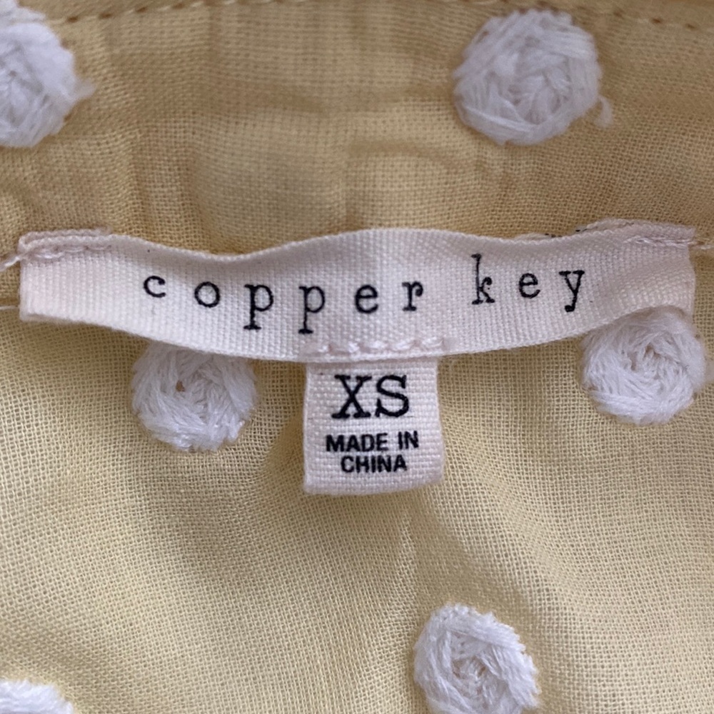 Copper Key Embroidered Dot Yellow Button Down Top Size XS - Picture 7 of 8